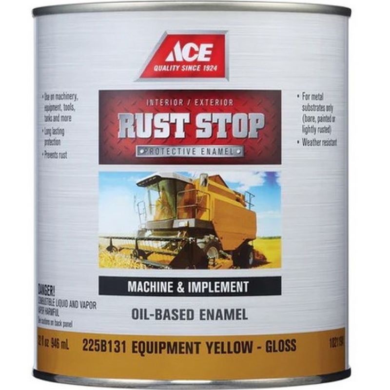 Ace Rust Stop Oil Based Enamel Gloss Equipment Yellow 1 qt