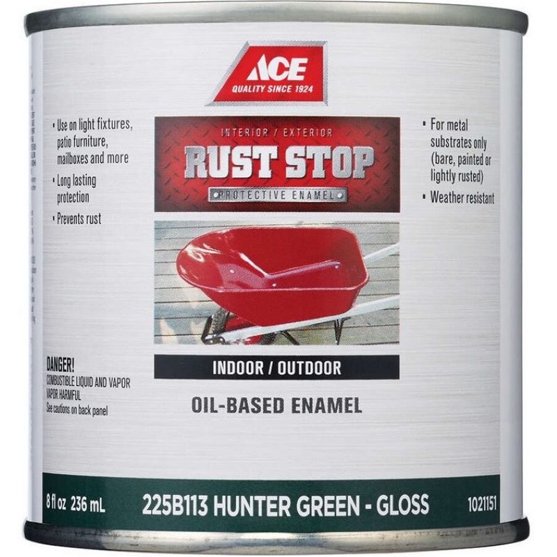 Ace Rust Stop Oil Based Enamel Gloss Hunter Green 8 oz