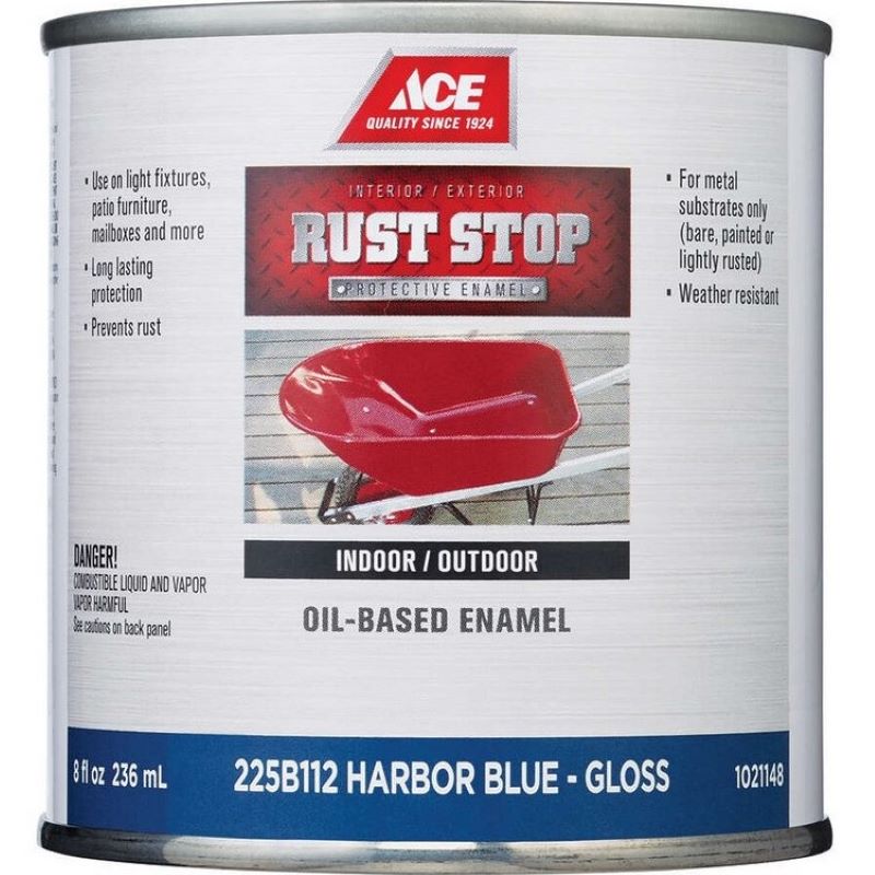 Ace Rust Stop Oil Based Enamel Gloss Harbor Blue 8 oz