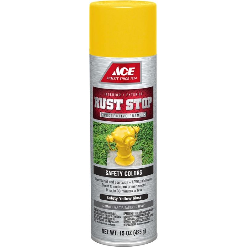 Ace Rust Stop Enamel Spray Paint Safety Yellow Gloss 15 oz