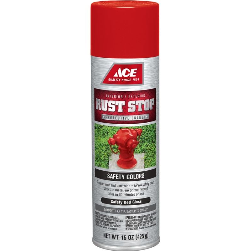 Ace Rust Stop Enamel Spray Paint Safety Red Gloss 15 oz