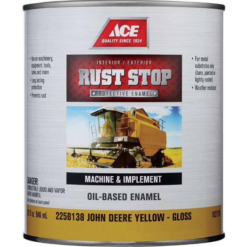 Ace Rust Stop Oil Based Enamel Gloss John Deere Yellow 1 qt