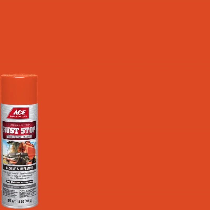 Ace Rust Stop Spray Paint Gloss Allis Chalmers Orange 15 oz