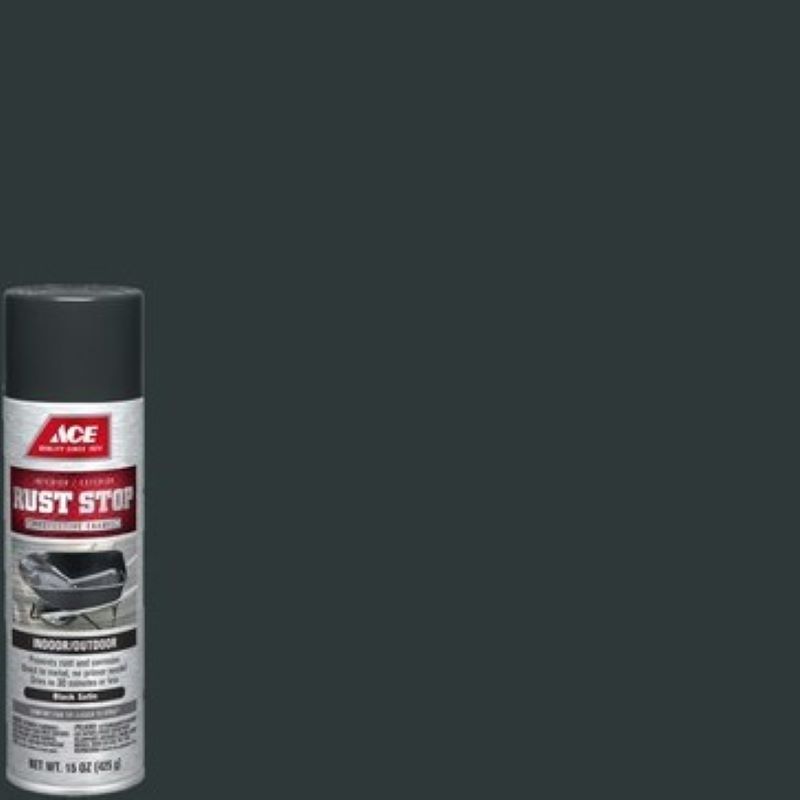 Ace Rust Stop Spray Paint Satin Black 15 oz
