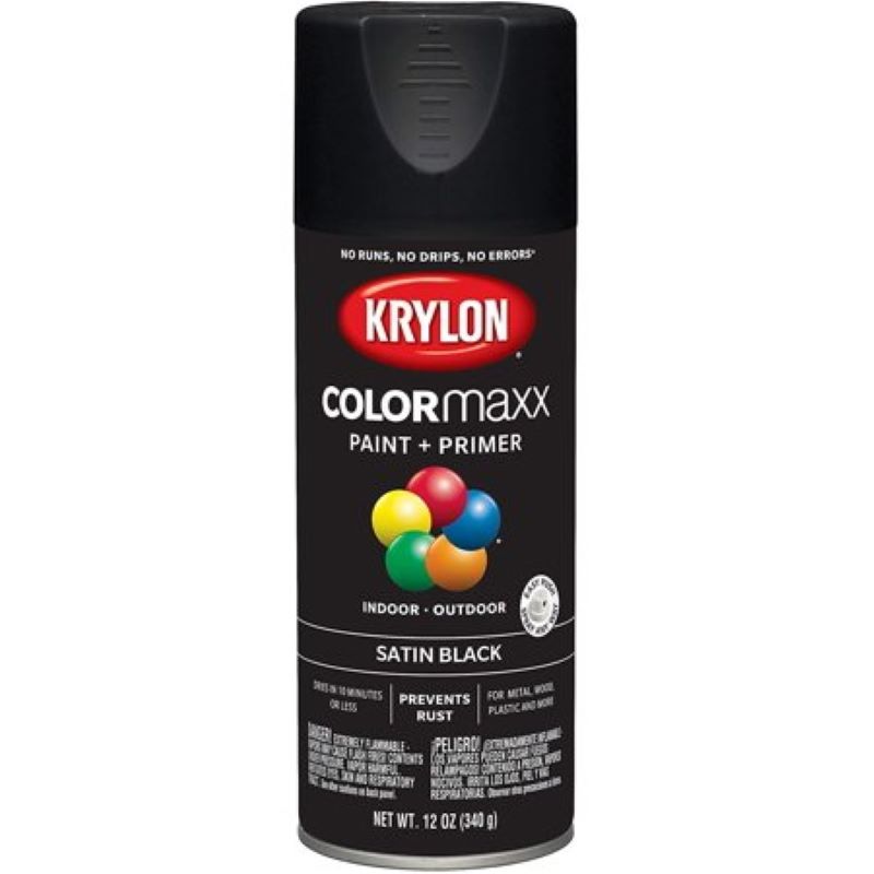 Krylon ColorMaxx Spray Paint + Primer Satin Black 12 oz