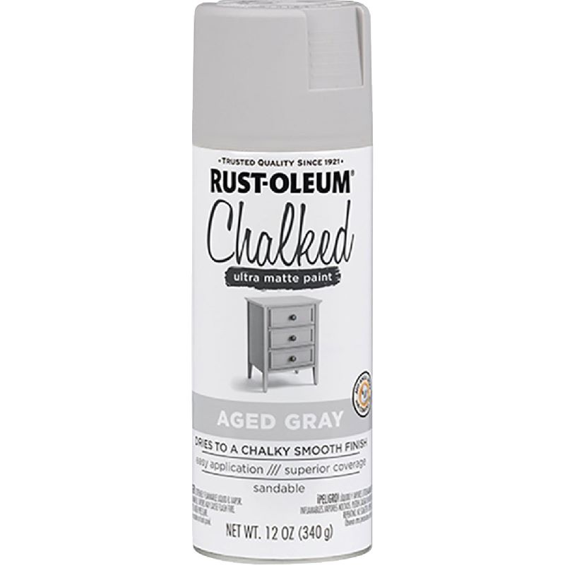 Rust-Oleum Chalk Spray Paint Ultra Matte Aged Gray 12 oz