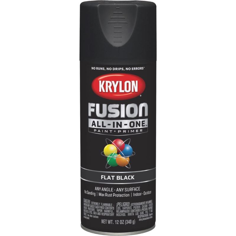 Krylon Fusion All In One Spray Paint + Primer Flat Black 12 oz