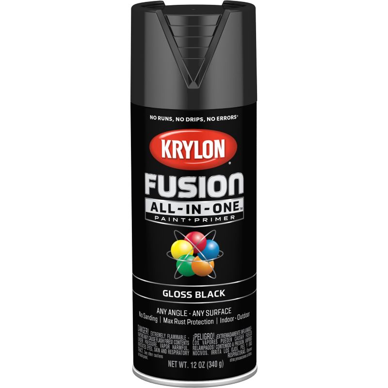 Krylon Fusion All In One Spray Paint + Primer Gloss Black 12 oz