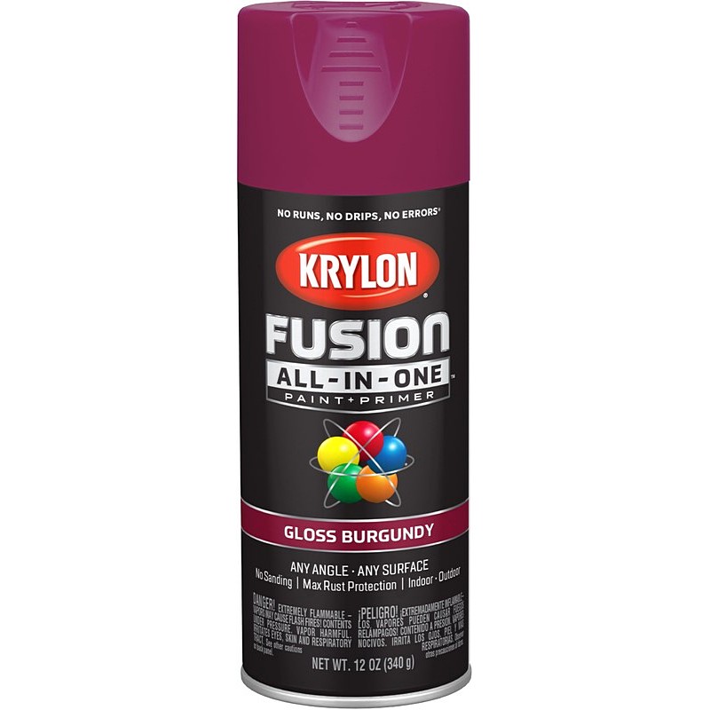 Krylon Fusion All In One Spray Paint + Primer Gloss Burgundy 12 oz