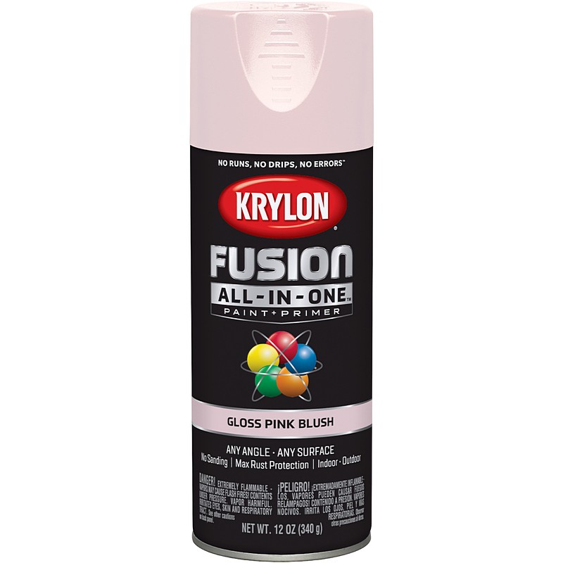 Krylon Fusion All In One Spray Paint + Primer Gloss Pink Blush 12 oz