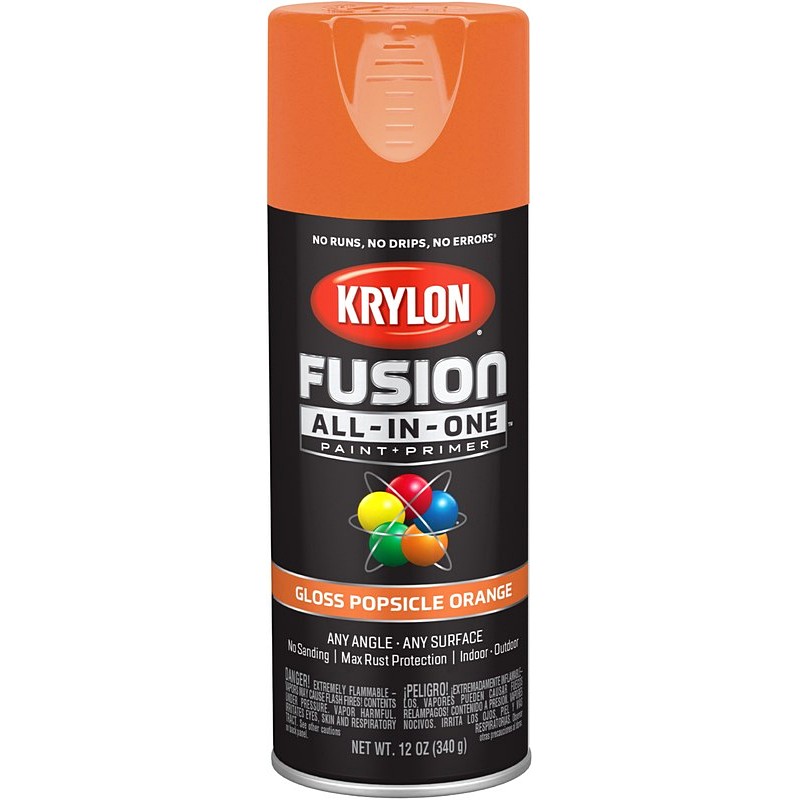 Krylon Fusion All In One Spray Paint + Primer Gloss Popsicle Orange 12 oz