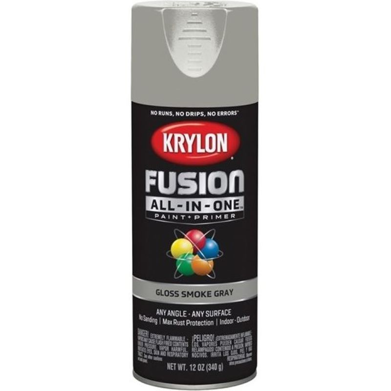 Krylon Fusion All In One Spray Paint + Primer Gloss Smoke Gray 12 oz