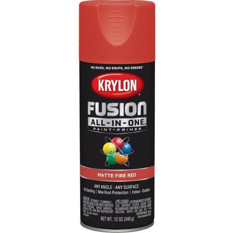 Krylon Fusion All In One Spray Paint + Primer Matte Fire Red 12 oz