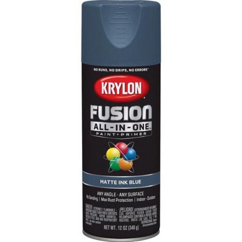 Krylon Fusion All In One Spray Paint + Primer Matte Ink Blue 12 oz