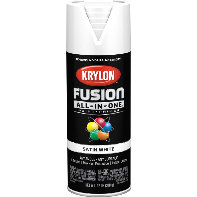 Krylon Fusion All In One Spray Paint + Primer Satin White 12 oz