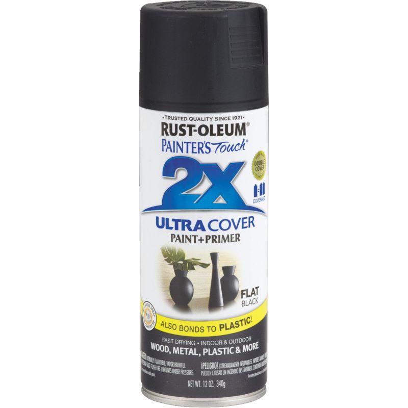 Rust-Oleum 2X Ultra Cover Spray Paint & Primer Flat Black 12 oz