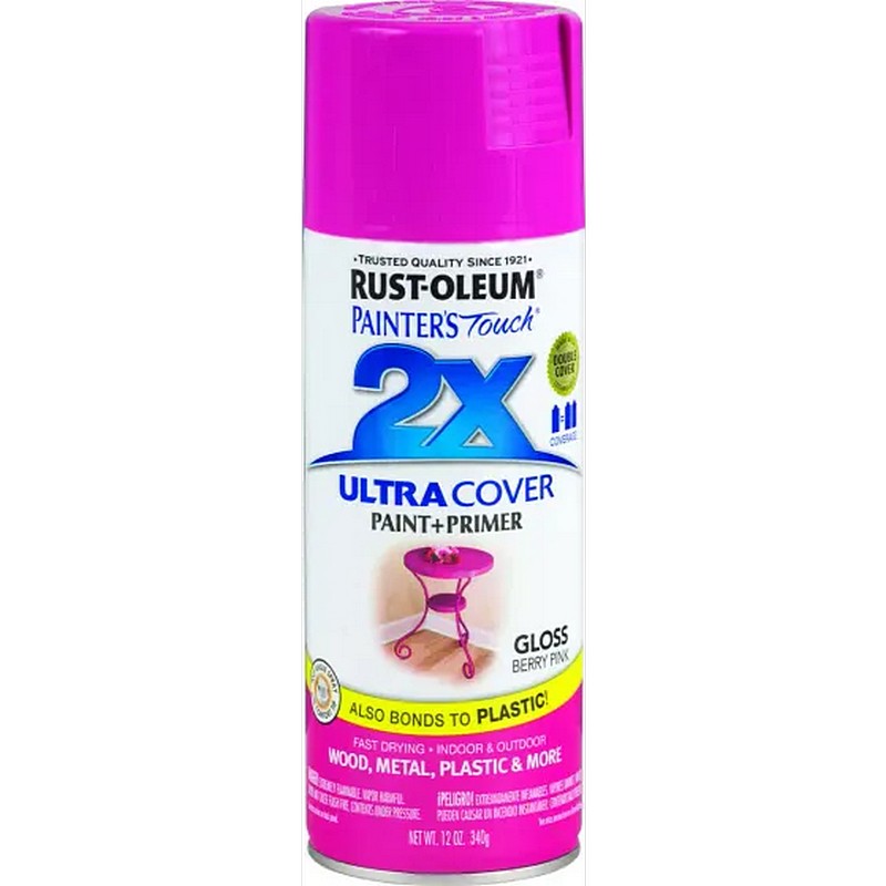 Rust-Oleum 2X Ultra Cover Spray Paint & Primer Gloss Berry Pink 12 oz