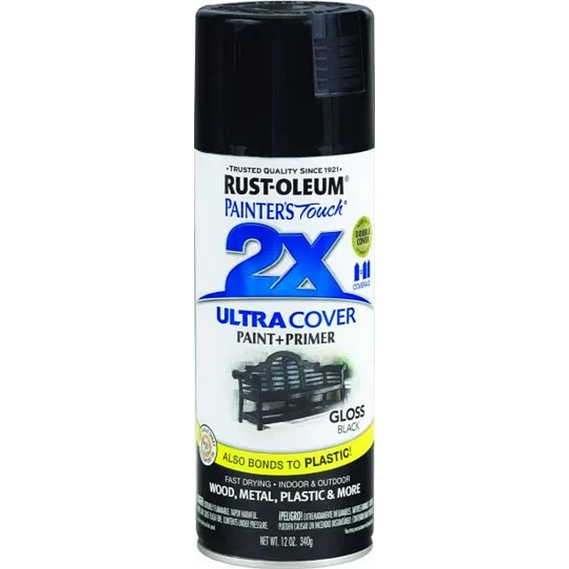 Rust-Oleum 2X Ultra Cover Spray Paint & Primer Gloss Black 12 oz