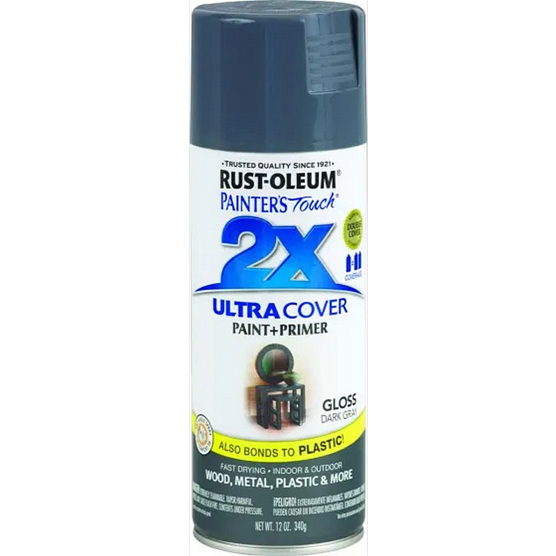 Rust-Oleum 2X Ultra Cover Spray Paint & Primer Gloss Dark Gray 12 oz