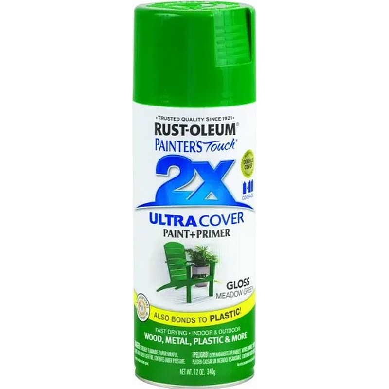 Rust-Oleum 2X Ultra Cover Spray Paint & Primer Gloss Meadow Green 12 oz