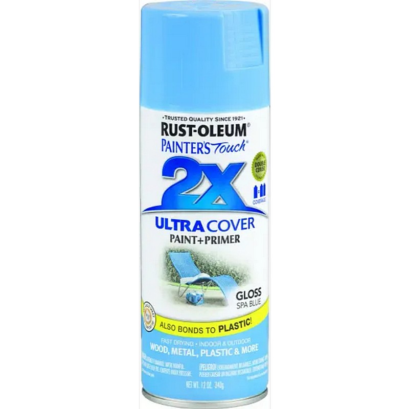 Rust-Oleum 2X Ultra Cover Spray Paint & Primer Gloss Spa Blue 12 oz