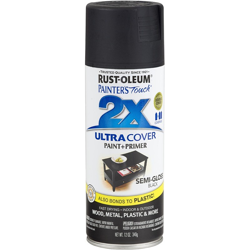 Rust-Oleum 2X Ultra Cover Spray Paint & Primer Semi Gloss Black 12 oz