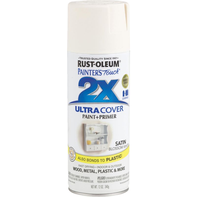 Rust-Oleum 2X Ultra Cover Spray Paint & Primer Satin Blossom White 12 oz