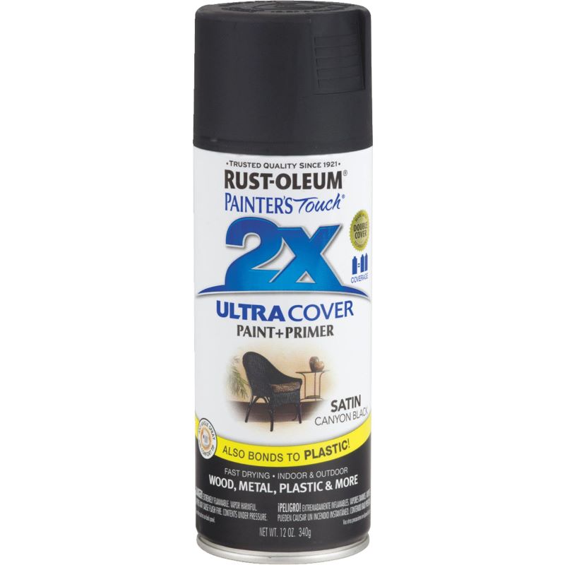 Rust-Oleum 2X Ultra Cover Spray Paint & Primer Satin Canyon Black 12 oz