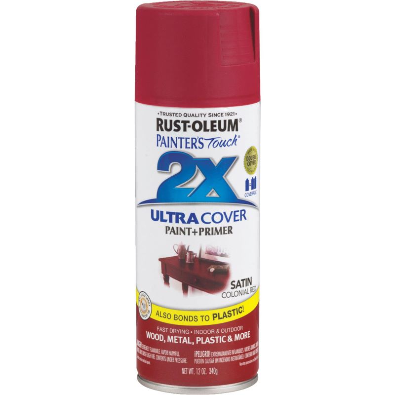 Rust-Oleum 2X Ultra Cover Spray Paint & Primer Satin Colonial Red 12 oz