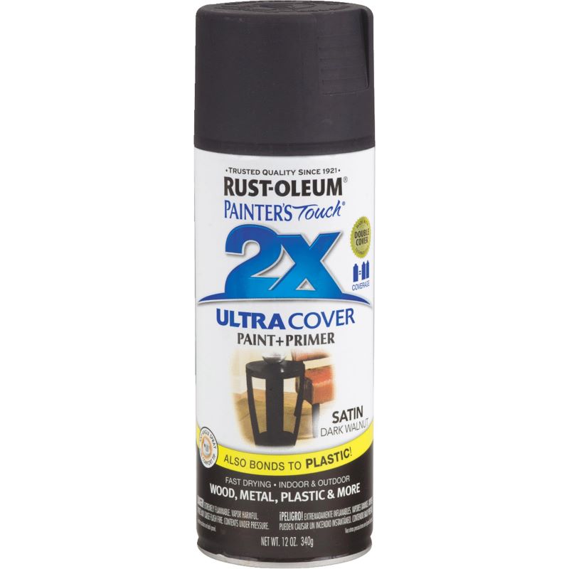 Rust-Oleum 2X Ultra Cover Spray Paint & Primer Satin Dark Walnut 12 oz