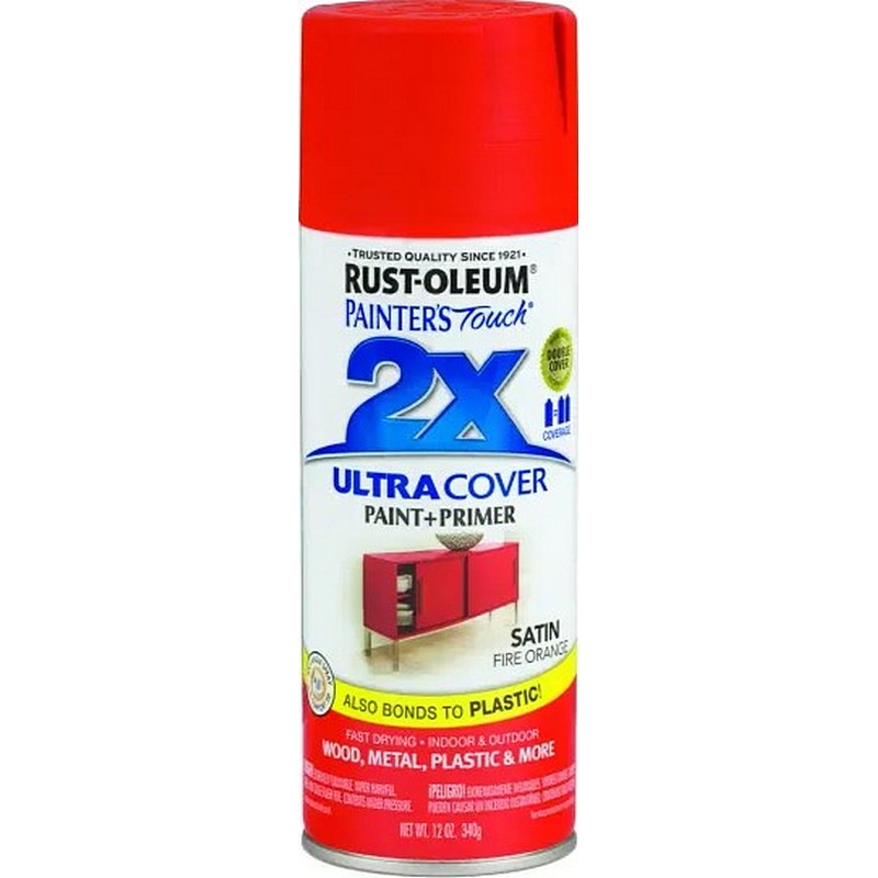 Rust-Oleum 2X Ultra Cover Spray Paint & Primer Satin Fire Orange 12 oz