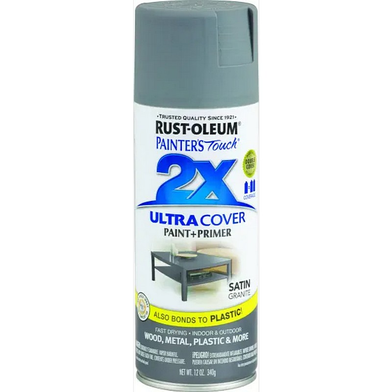 Rust-Oleum 2X Ultra Cover Spray Paint & Primer Satin Granite 12 oz