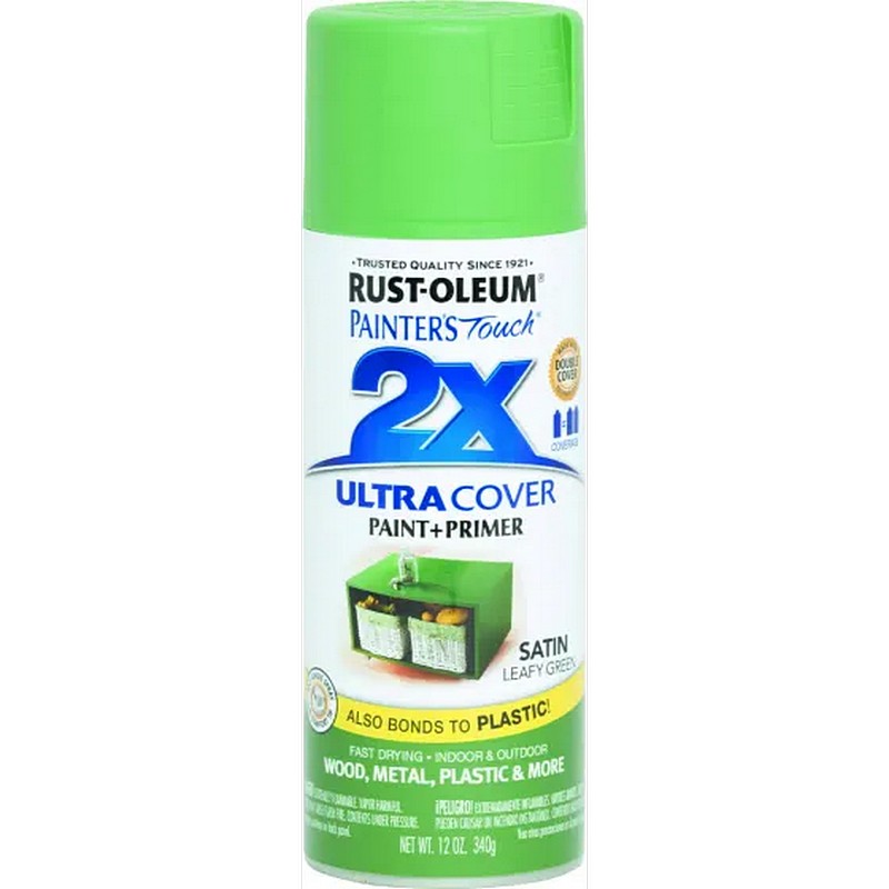 Rust-Oleum 2X Ultra Cover Spray Paint & Primer Satin Leafy Green 12 oz