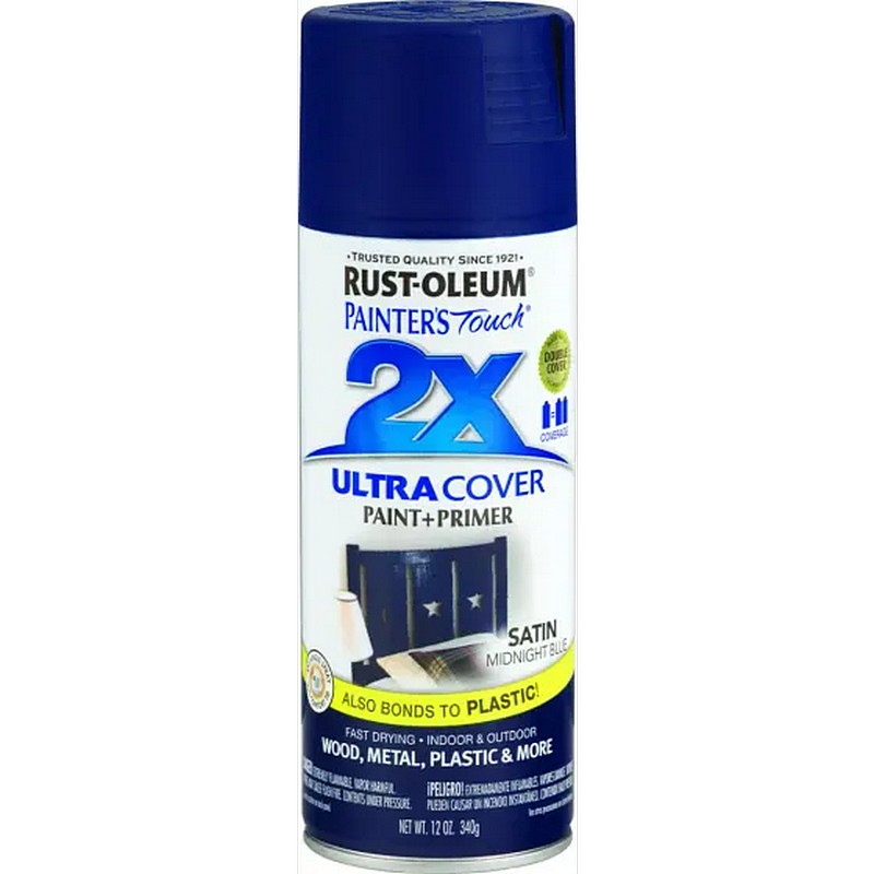 Rust-Oleum 2X Ultra Cover Spray Paint & Primer Satin Midnight Blue 12 oz