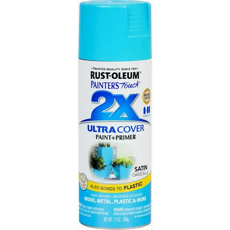 Rust-Oleum 2X Ultra Cover Spray Paint & Primer Satin Oasis Blue 12 oz