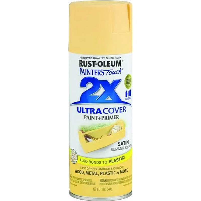 Rust-Oleum 2X Ultra Cover Spray Paint & Primer Satin Summer Squash 12 oz