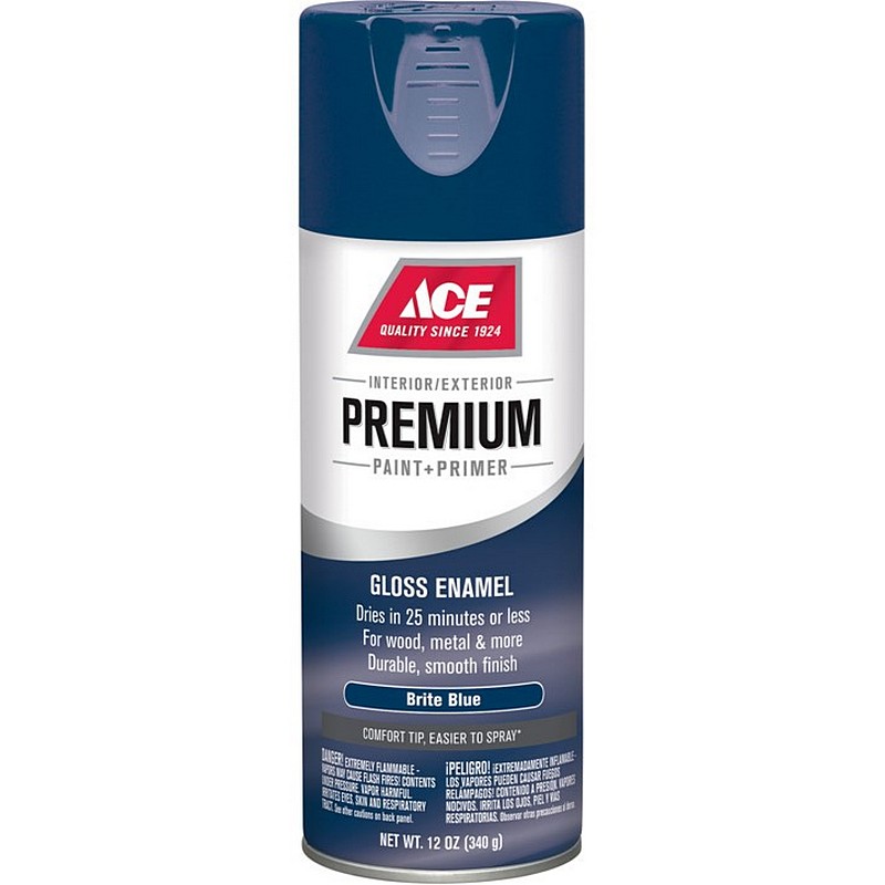 Ace Premium Spray Paint & Primer Gloss Enamel Brite Blue 12 oz