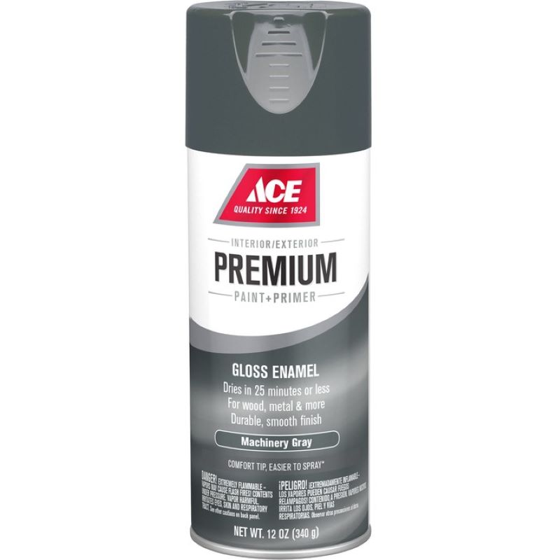 Ace Premium Spray Paint & Primer Gloss Enamel Machinery Gray 12 oz