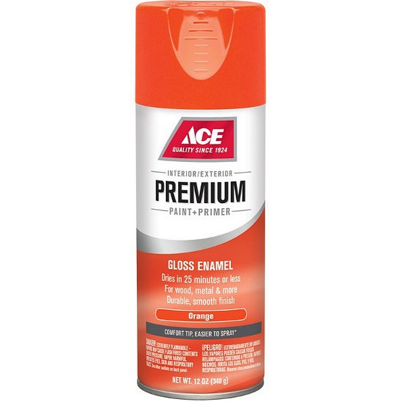 Ace Premium Spray Paint & Primer Gloss Enamel Orange 12 oz