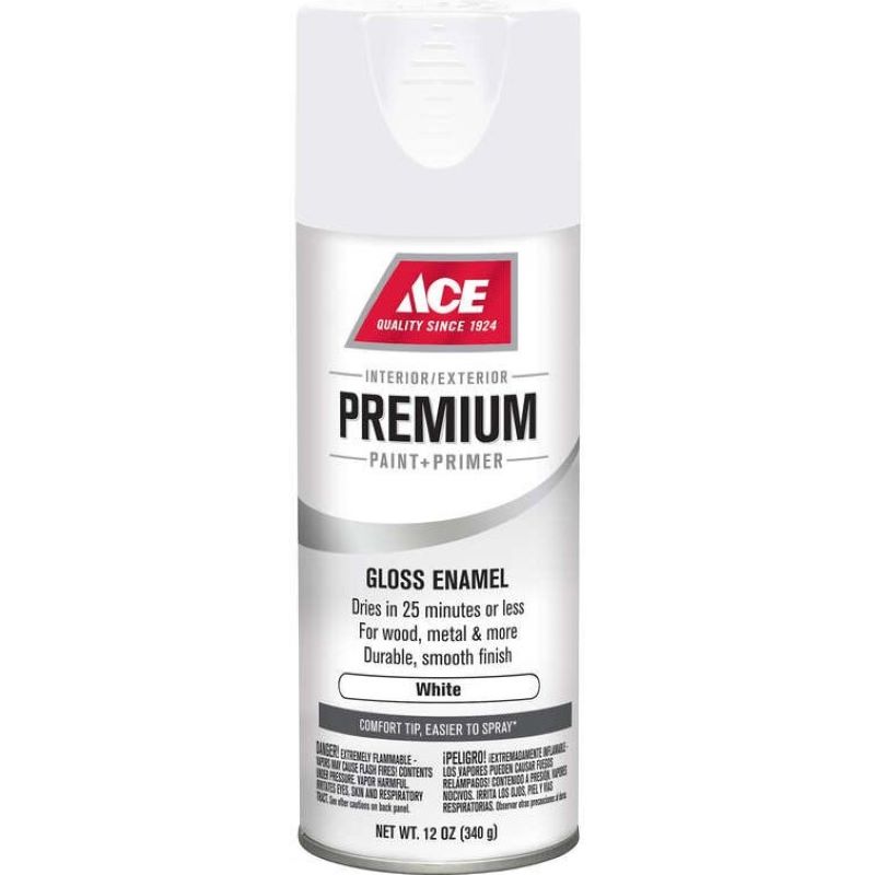 Ace Premium Spray Paint & Primer Enamel Gloss White 12 oz