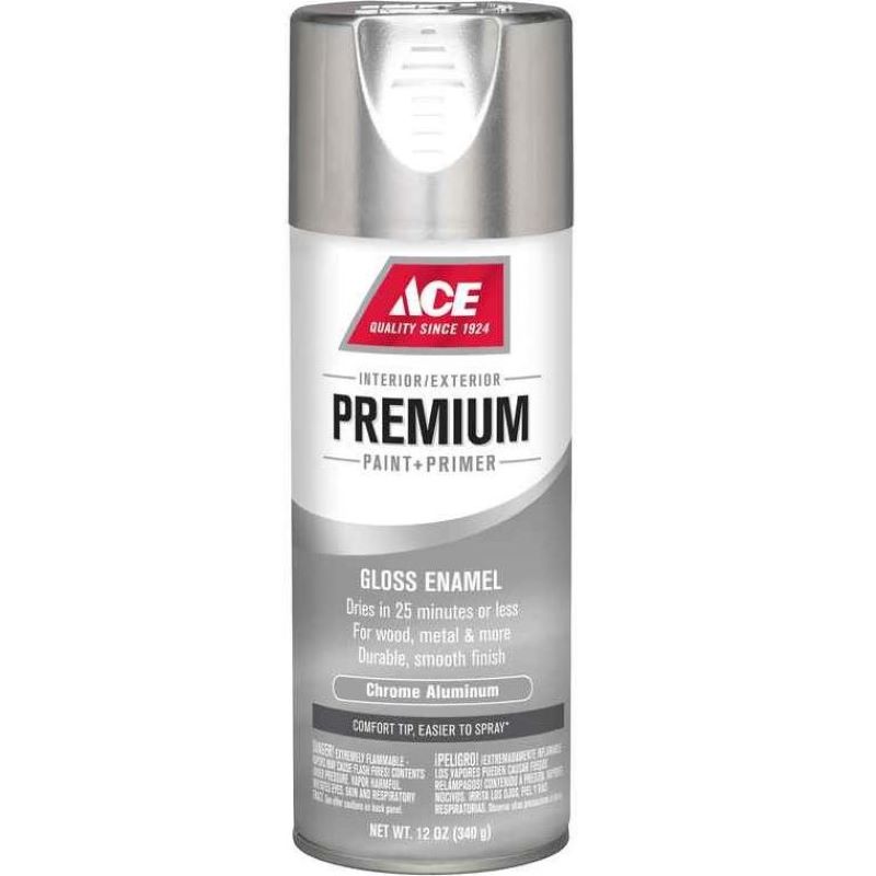 Ace Premium Spray Paint & Primer Gloss Enamel Chrome Aluminum 12 oz