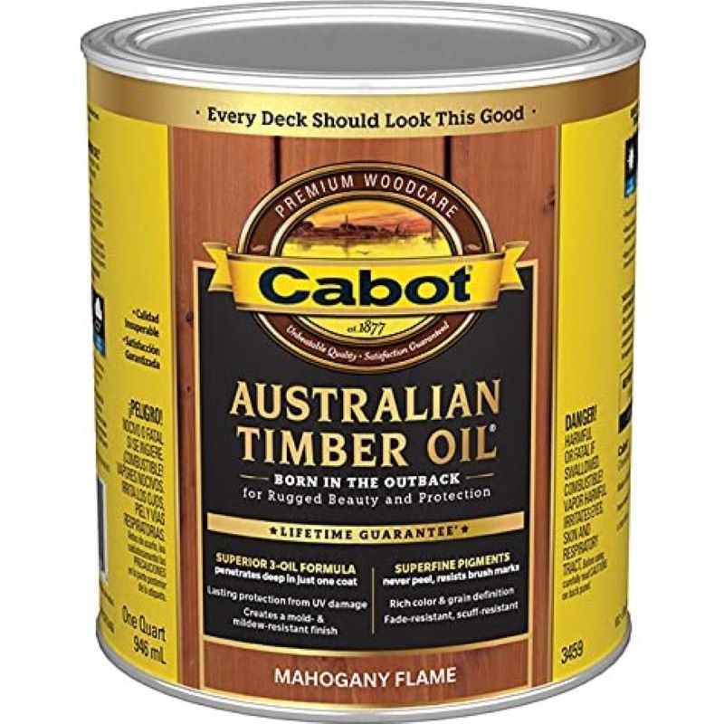 Cabot Wood Stain Australian Timber Oil Mahogany Flame 1 qt