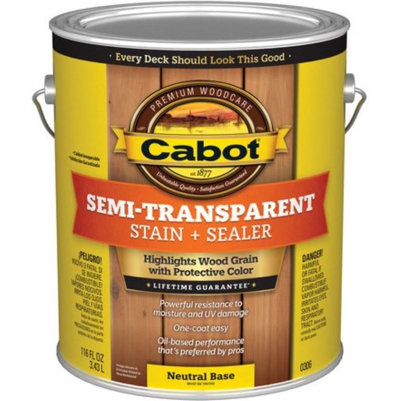 Cabot Semi-Transparent Wood Stain + Sealer Neutral Base 1 gal