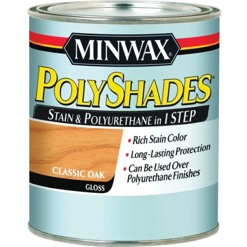 Minwax Polyshades Satin + Poly One Step Wood Stain Gloss Classic Oak 1 qt