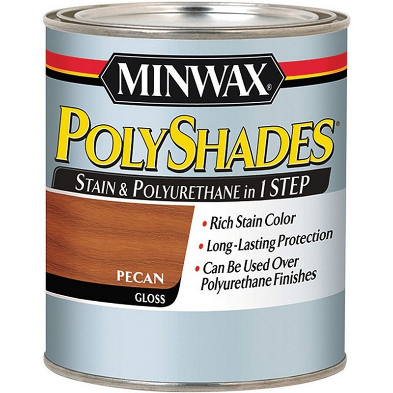 Minwax Polyshades Satin + Poly One Step Wood Stain Gloss Pecan 1 qt