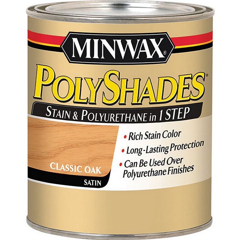 Minwax Polyshades Satin + Poly One Step Wood Stain Satin Classic Oak 1 qt