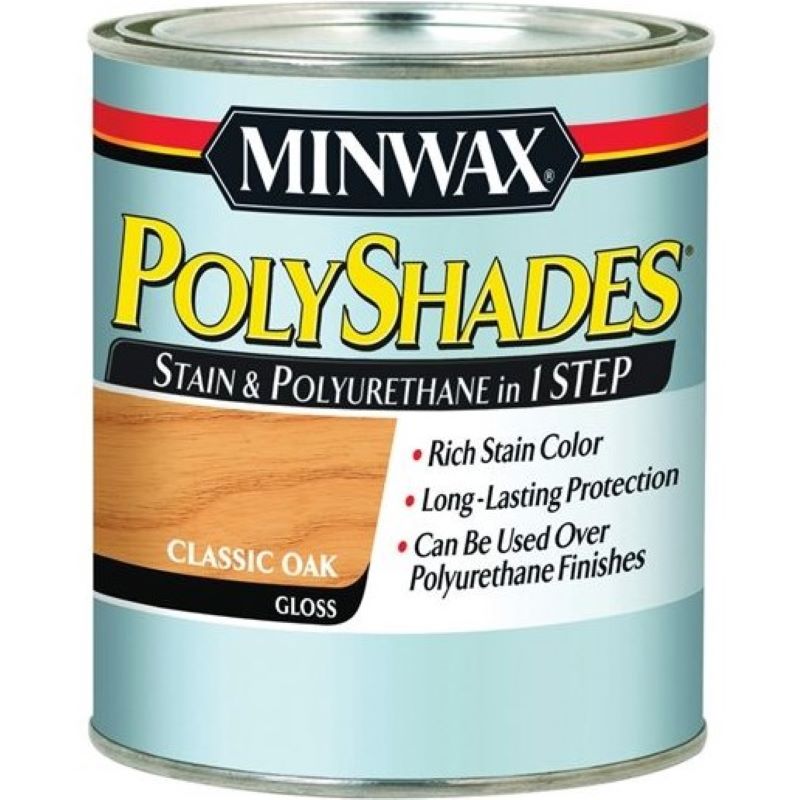 Minwax Polyshades Satin + Poly One Step Wood Stain Gloss Classic Oak 8 oz