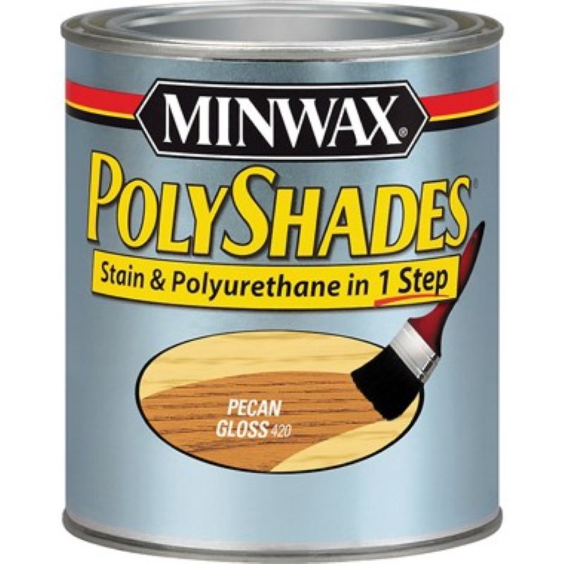 Minwax Polyshades Satin + Poly One Step Wood Stain Gloss Pecan 8 oz