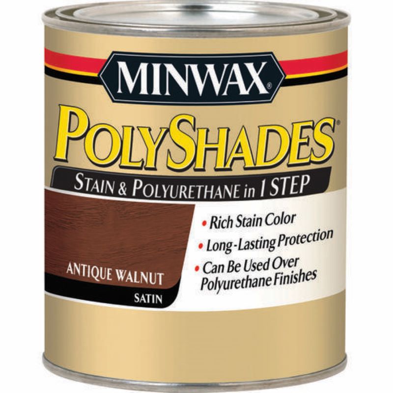 Minwax Polyshades Satin + Poly One Step Wood Stain Satin Antique Walnut 8 oz