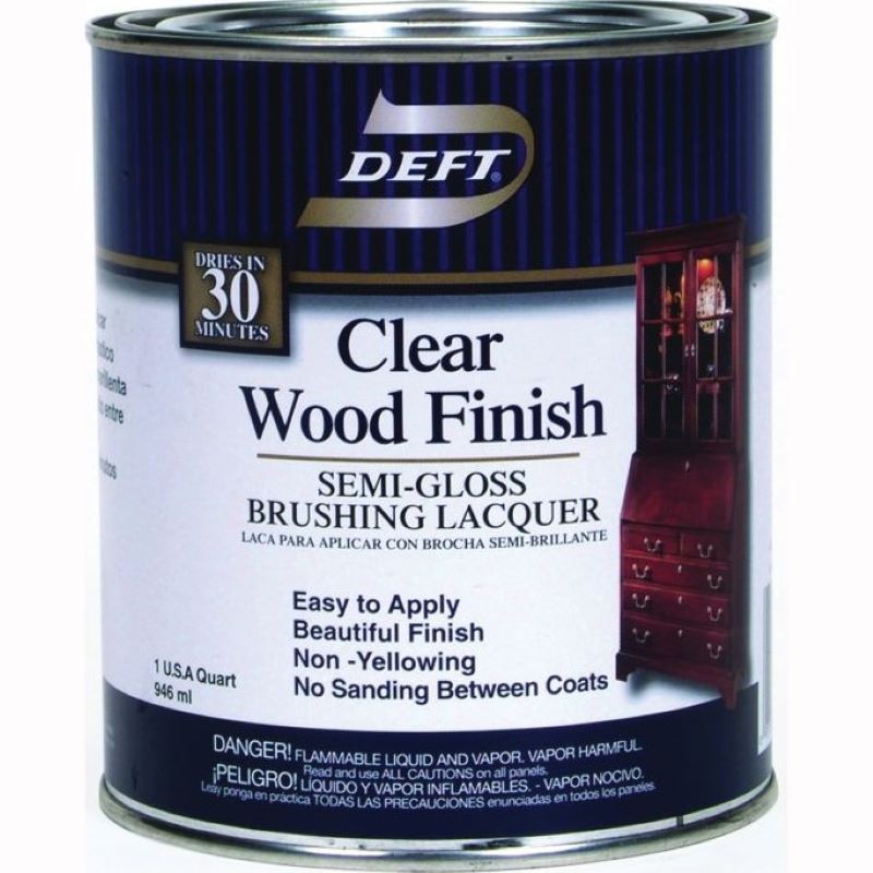 DEFT Wood Finish Satin Brushing Lacquer Clear 1 qt